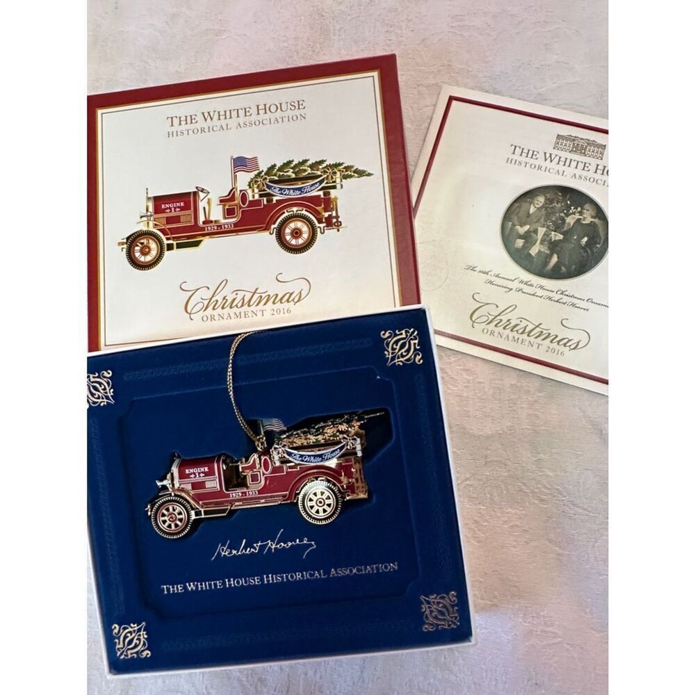 White House Historical Christmas Ornament 2016 Herbert Hoover Fire Engine